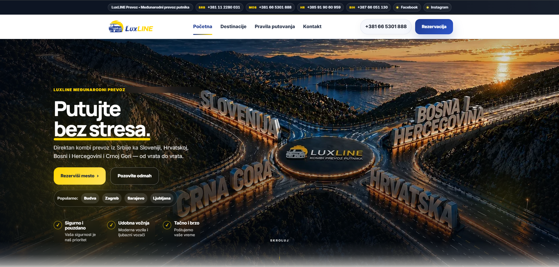LuxLine Prevoz web sajt za međunarodni prevoz putnika